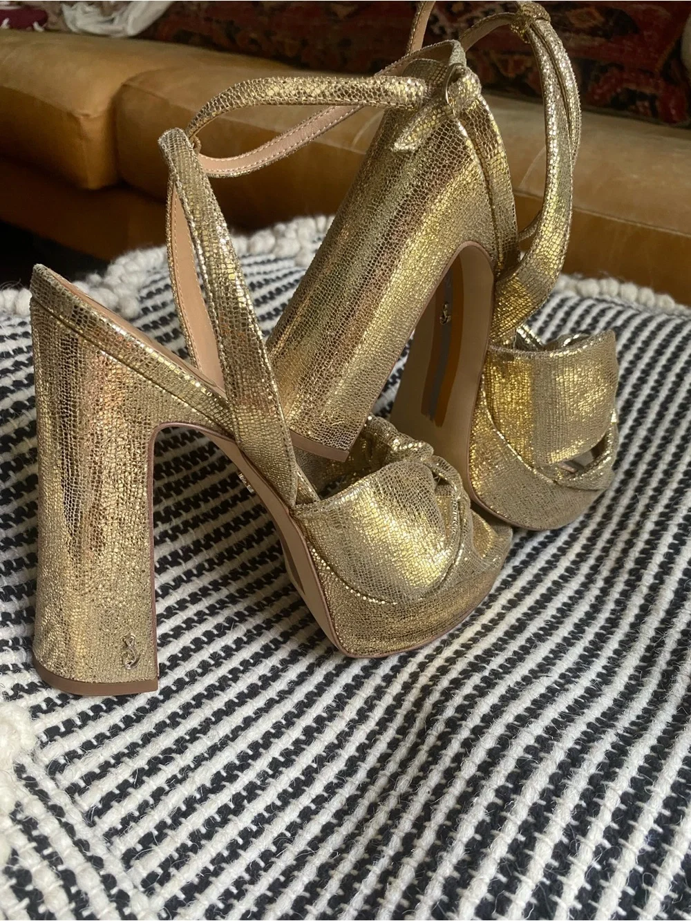 Sam Edelman Gold Knotted Platform Sandals NEVER WORN
